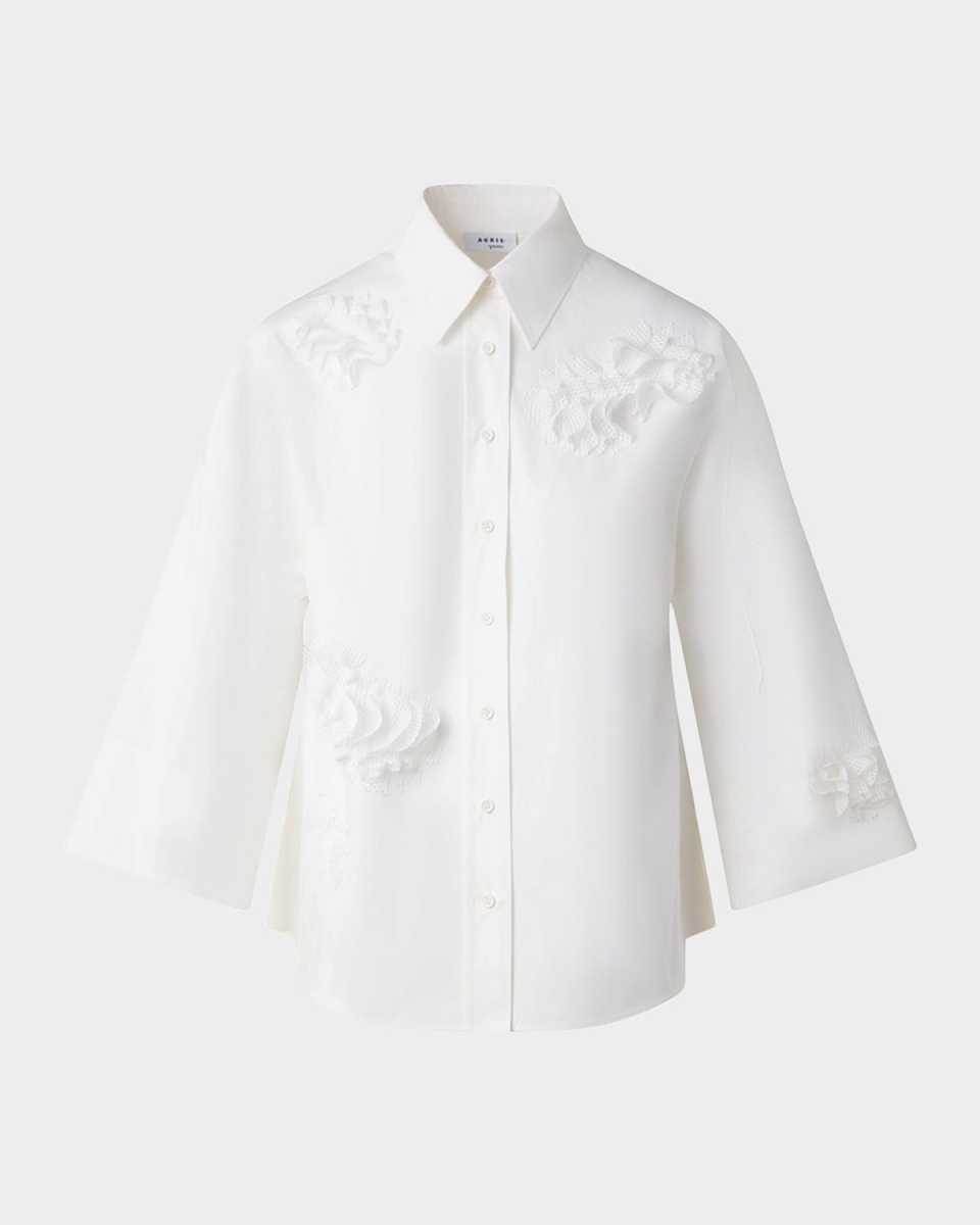 Carnation Applique Button-Down Cotton Shirt